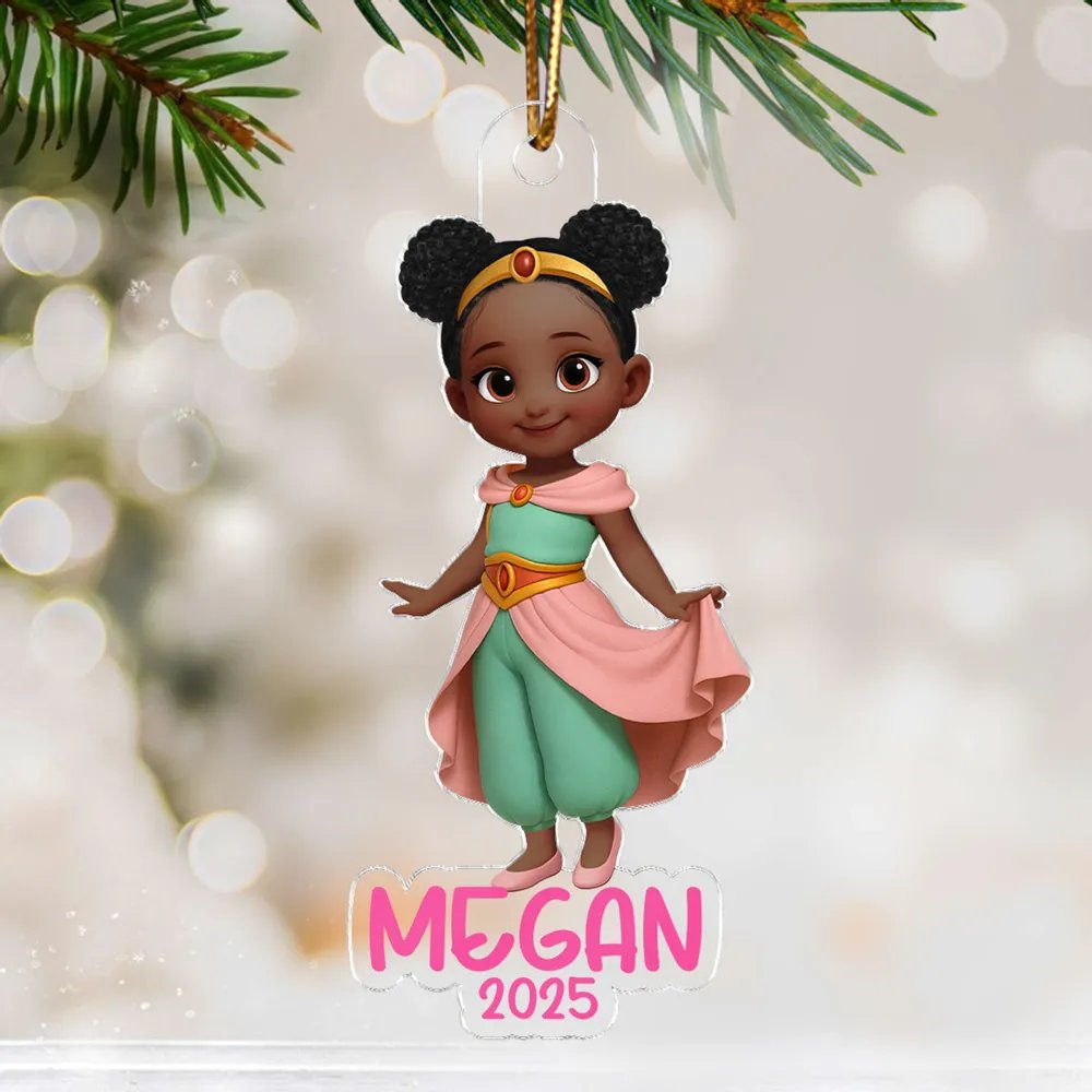 Princess Personalized Acrylic Ornament, Christmas Gift for Kid Girls