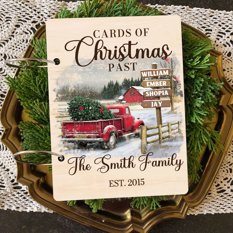 Personalized Family Farm Christmas Truck Card Keeper, Farmhouse Christmas Decor