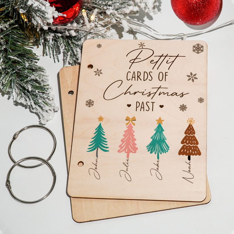 Personalized Pine Tree Family Card Keeper, Christmas Card Keepsake Holder