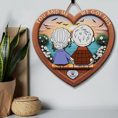 Personalized Gift For Couple Wood Sign Couple Holding Hands