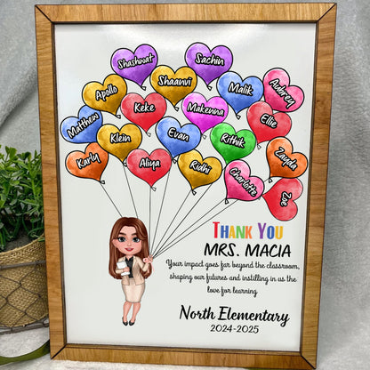 Personalized Teacher Appreciation Heart Balloon Sign, Heartwarming Gift for Educators, Teacher Appreaciation Gift