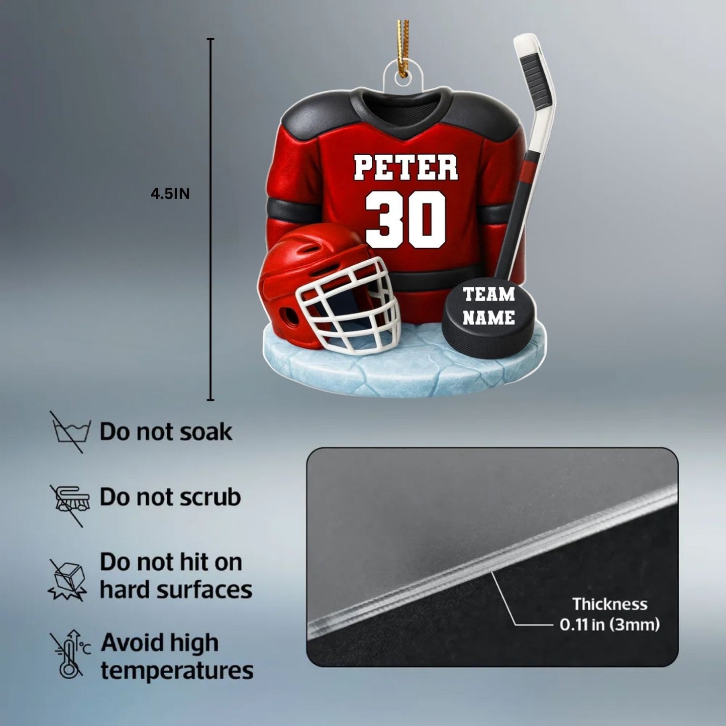 Hockey Kit - Personalized Acrylic Ornament - Christmas Gift For Son, Grandson, Boyfriend