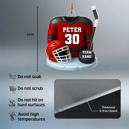 Hockey Kit - Personalized Acrylic Ornament - Christmas Gift For Son, Grandson, Boyfriend