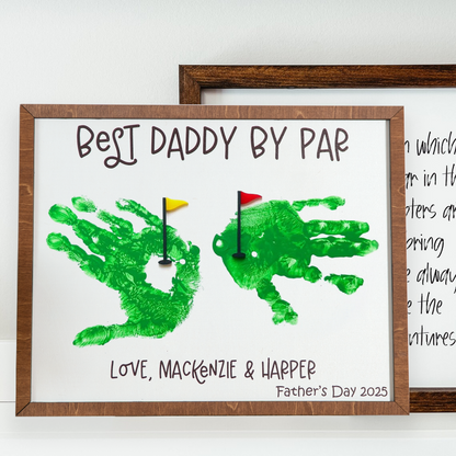 Personalized Father’s Day Golf Handprint Sign, Best Dad by Par Gift, Golf Theme Gift for Grandpa, Golf DIY sign for him, Golf Lover, Golf Kit from kids