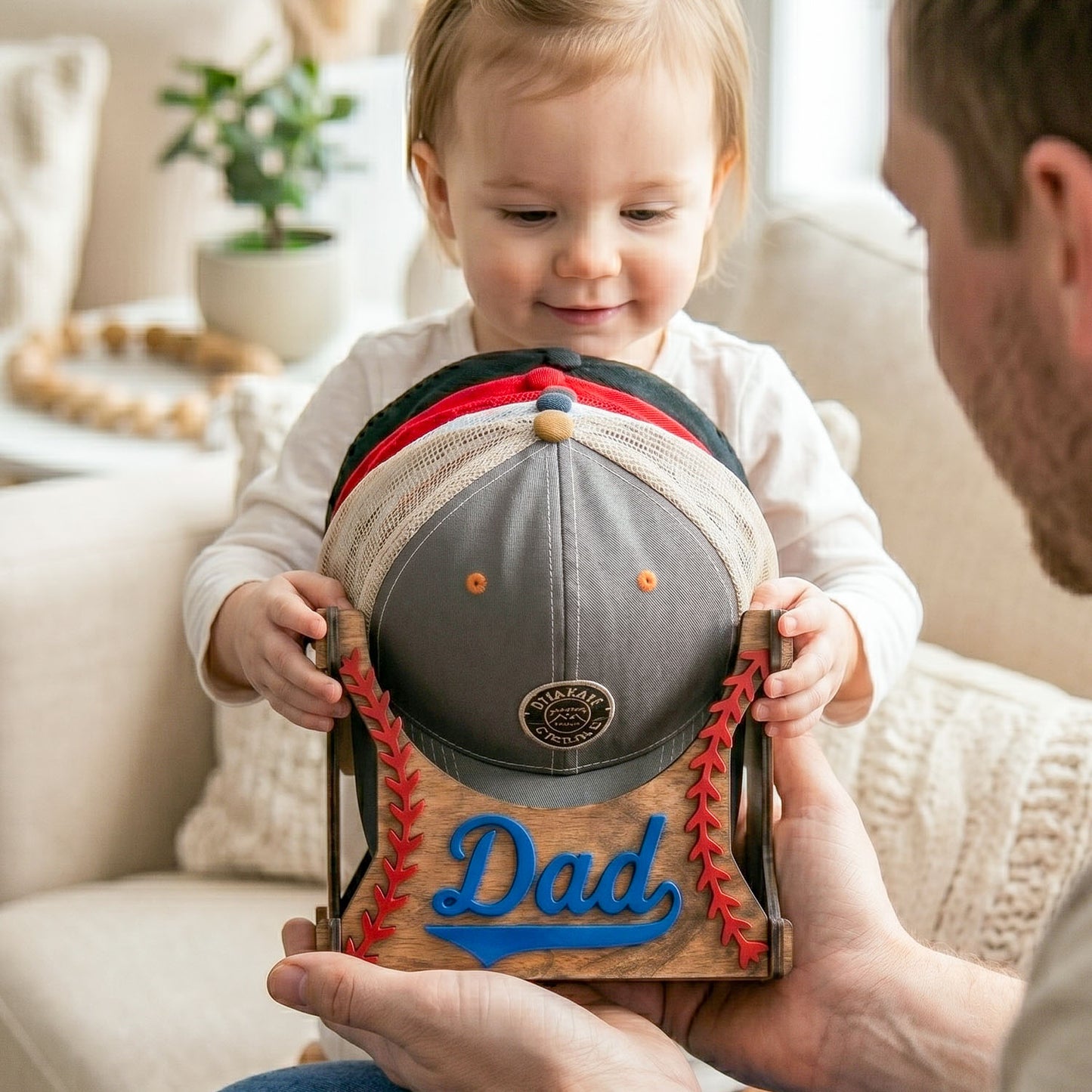 Personalized Baseball Cap Holder Box, Custom Wooden Hat Storage Box With Baseball Stitch Design, Rustic Sports Room Decor, Father’s Day Gift