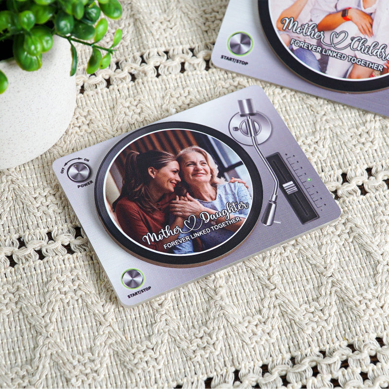 Mother & Daughters Sons Forever Linked Together Upload Photo Personalized NFC Acrylic Music Vinyl Record, Heartfelt Gift For Mom