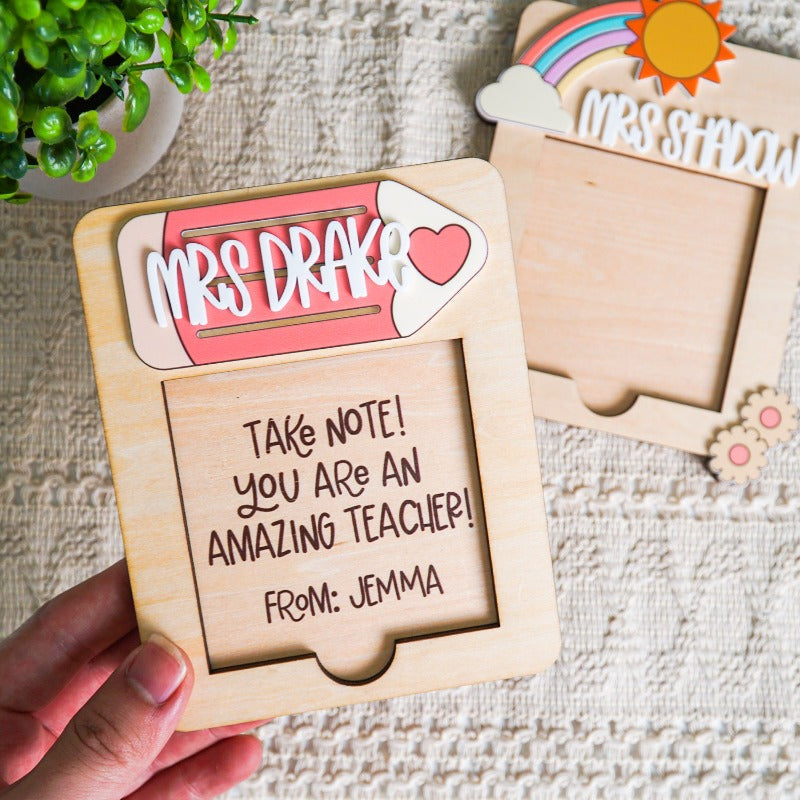 Personalized Sticky Note Holder for Teacher Appreciation Gift, End Of School Year Gift