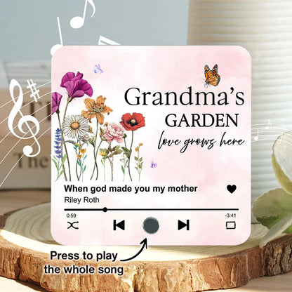 Grandma's Garden, Grandma's Kitchen Birth Month Flower Personalized Music Fridge Magnet, Gift for Grandma, Mom