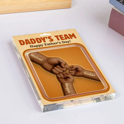 Daddy Team Fist Bump Custom Figure Personalized Acrylic Block Plaque, Father's Day gift