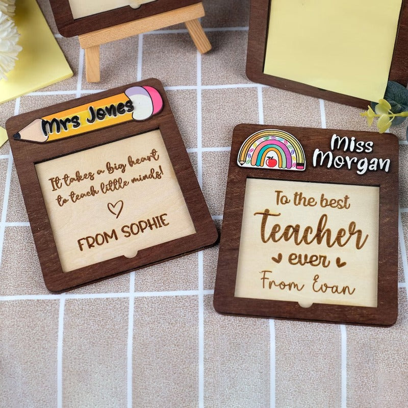 Personalized Vintage Sticky Note Holder, Teacher Appreciation Gift, End Of Year Gift Idea
