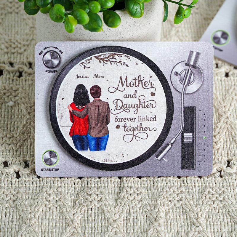 Mother & Daughter Son Under Tree Forever Linked Together Personalized NFC Acrylic Music Vinyl Record, Heartfelt Gift For Mom