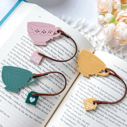 Personalized Teacup and Tea Bag Bookmark, Mother's Day Gift for Book Lovers, Custom Bookish Keepsake for Mom
