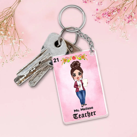 Doll Teacher Maestra Loteria Card Lottery Personalized Acrylic Keychain