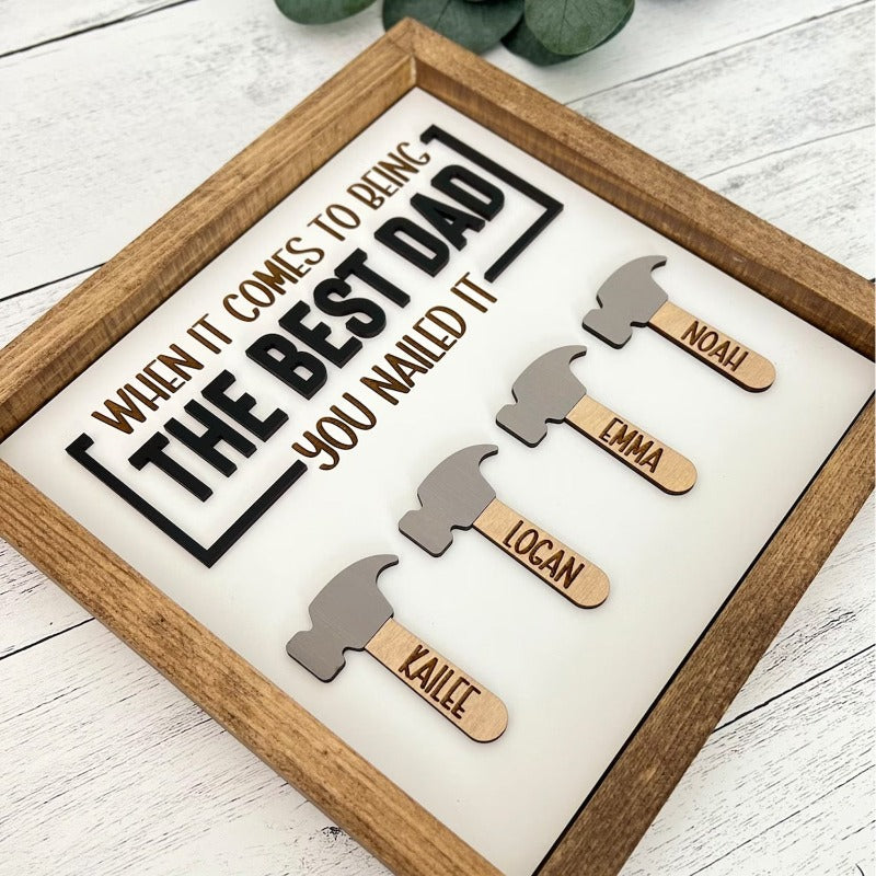 Personalized Father's Day Wooden Hammer Style Sign, Father's Day Gift