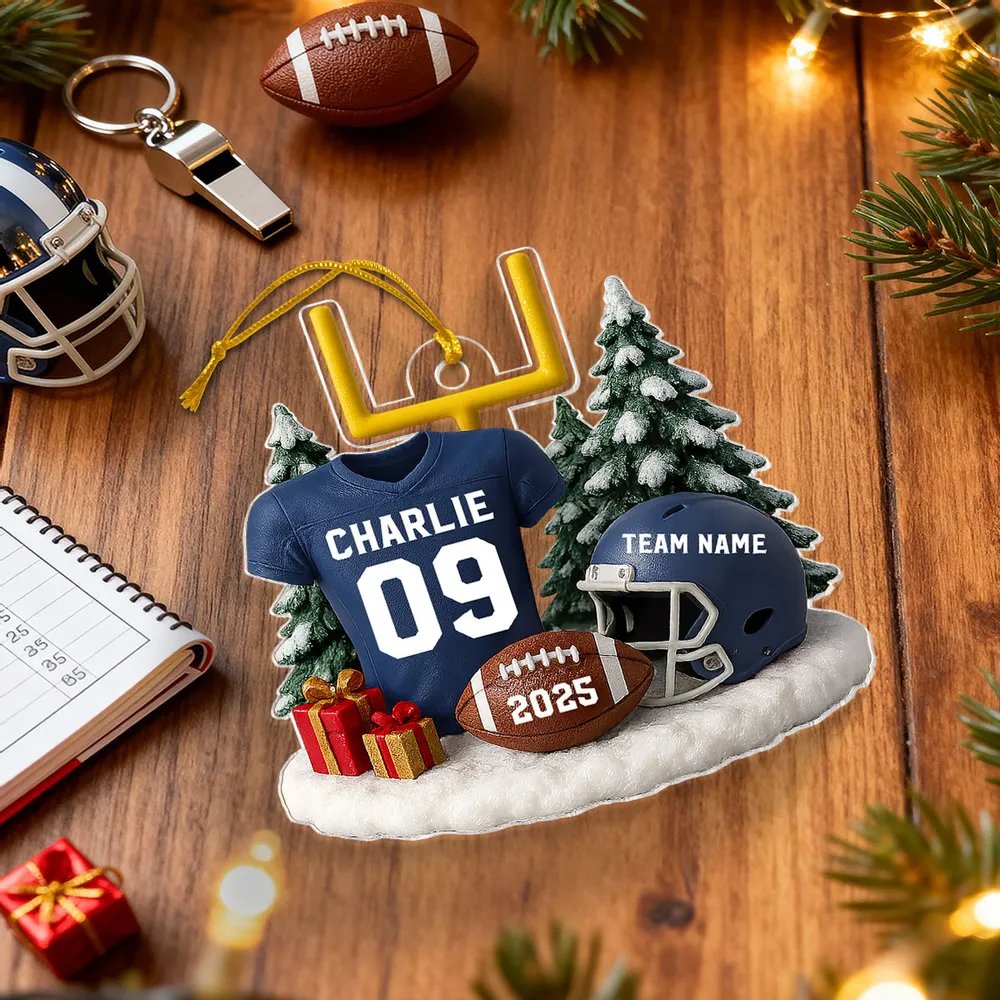 Proud American Football Player Uniform - Personalized Acrylic Ornament - Gift For Football Lovers