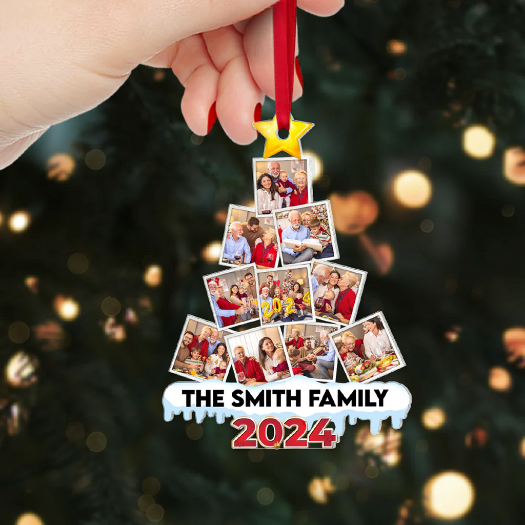 Personalized Photos By Christmas Tree Shape Ornament, Heartwarming Holiday Decoration