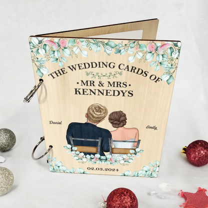 Personalized Floral Wedding Couple Card Keeper, Keepsake Card Holder for Couples