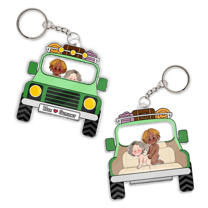 Personalized Love Journey Of Ours Safari Jeep Shaking Keychain, Funny Gift For Couple, For Him, For Her, Boyfriend, Girlfriend, Husband, Wife