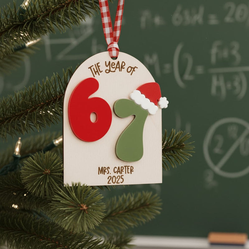Personalized Teacher The Year Of Six Seven Ornament, Gift for Teacher from Student, Funny Gift for Co-Worker, Elementary Teacher Appreciation