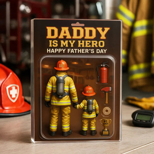 Best Firefighter' Dad Custom Figure Personalized Acrylic Block Plaque, Father's Day Gift for Dad, Gift for Husband
