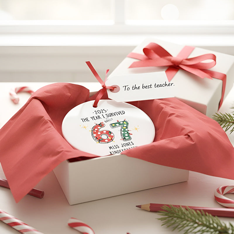 Funny 2025 Custom Teacher 6 7 Christmas Ornament, Gift for Teacher from Student, Funny Gift for Co-Worker, Elementary Teacher Appreciation