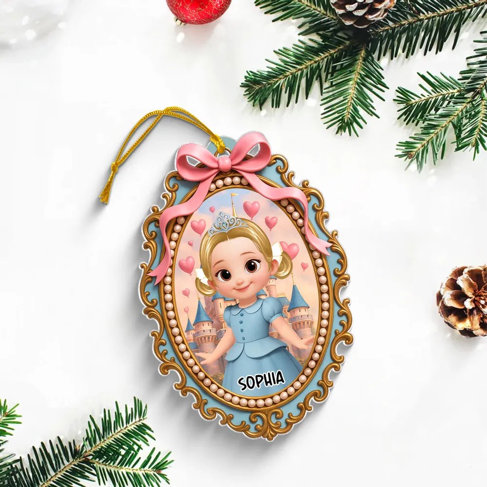 Magical Castle Coquette Bow Little Princess - Personalized Acrylic Ornament - Christmas Gift For Granddaughter Daughter