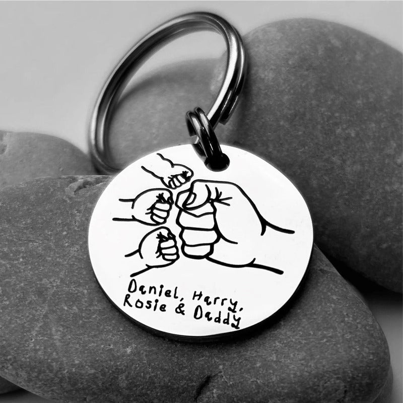 Personalized Fist Bump Stainless Keychain, Father's Day Gift