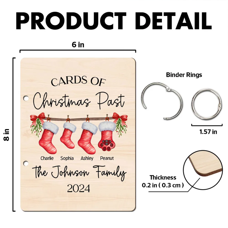 Personalized Family Stocking Holiday Card Keeper, Christmas Card Keepsake Holder