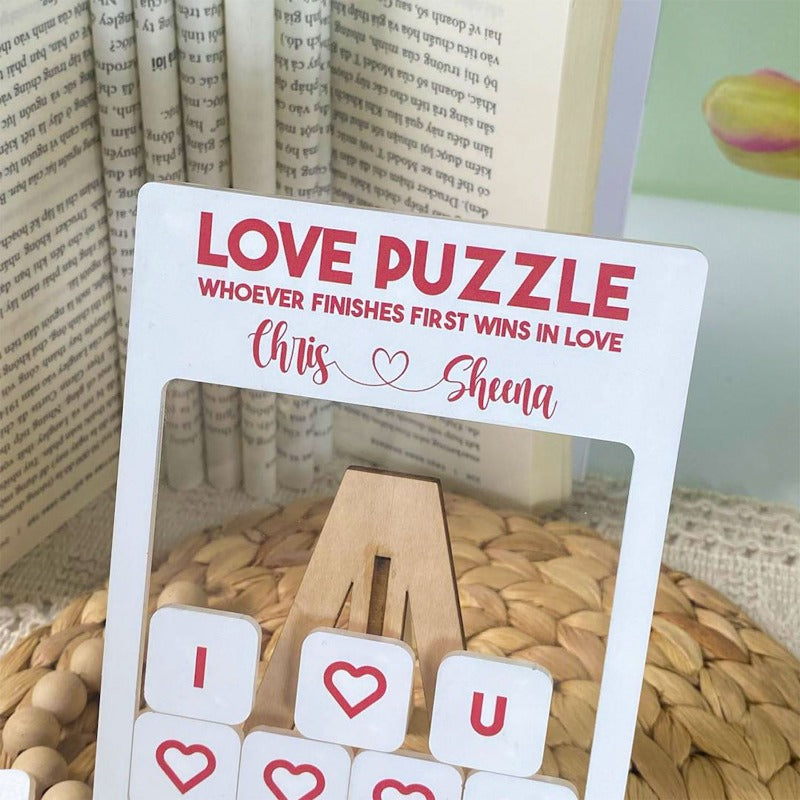 Personalized Couple Name Mica Love Puzzle Game Board, Anniversary Gift