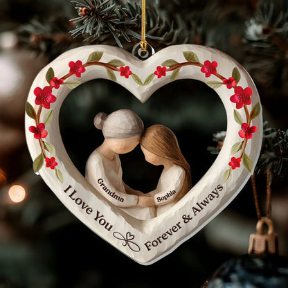 Personalized I Love You Forever And Always Acrylic Ornament, Unique Christmas Gift for Grandma