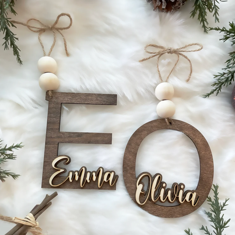 Personalized Name Wood Letter Christmas Ornament