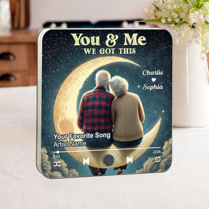 Old Couple Love To The Moon And Back Personalized Music Fridge Magnet, Valentine's Gift For Her, Gift For Him