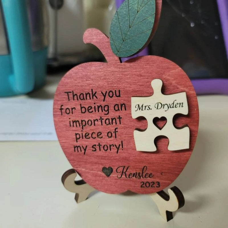Personalized Teacher Apple Puzzle Sign, End of Year Gift Idea, Thank You Christmas Gift