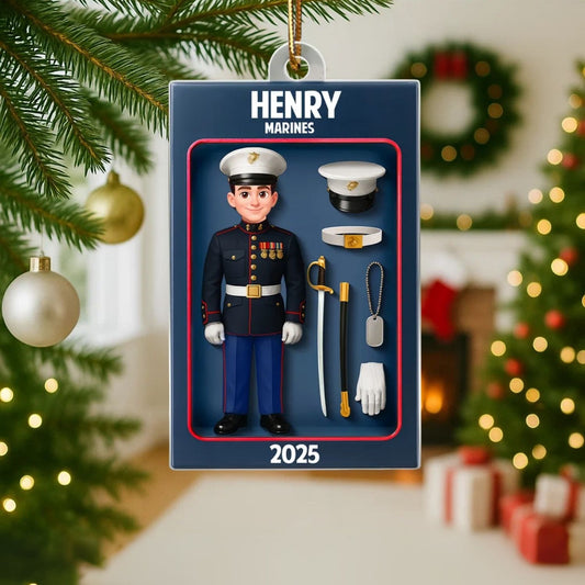 Military Action Figure - Personalized Acrylic Ornament - Special Gift For The Military