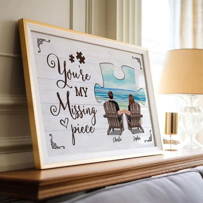 My Missing Piece Couple Beach Landscape Personalized Poster, Gift For Couples, For Him, For Her