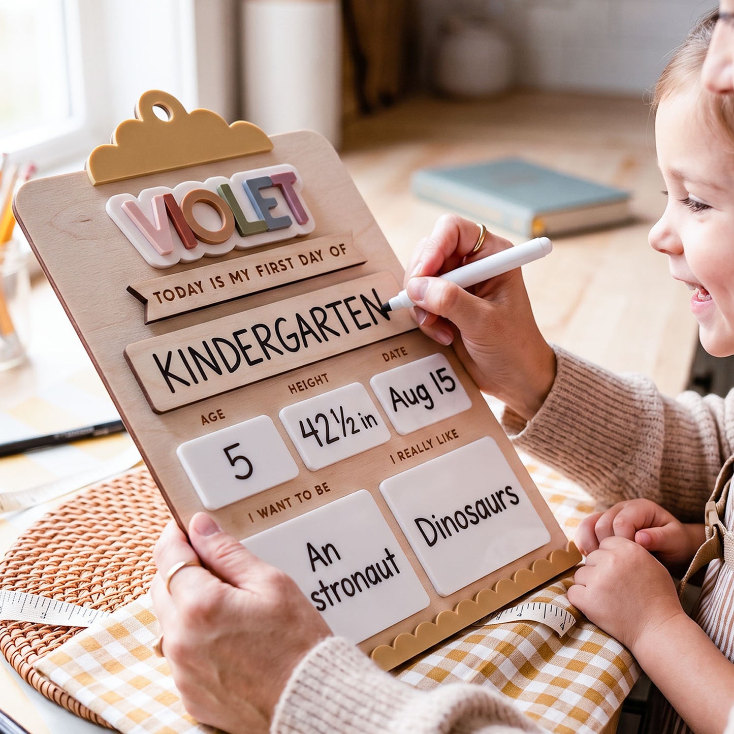 Personalized Interchangeable Clipboard Back To School Board, Custom 3D Name Milestone Sign, Reusable Back To School Photo Prop
