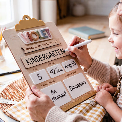 Personalized Interchangeable Clipboard Back To School Board, Custom 3D Name Milestone Sign, Reusable Back To School Photo Prop