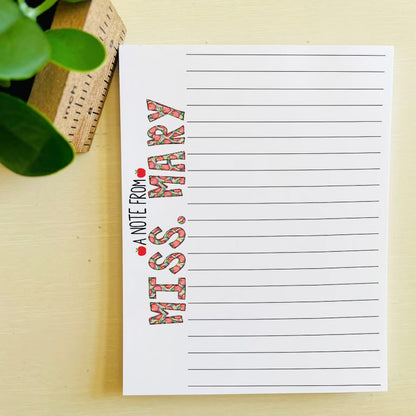 Personalized Name Teacher Notepad, Appreciation Gift For Teacher