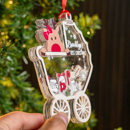 Personalized Reindeer Baby's First Christmas Ornament, Holiday Baby’s First Keepsake