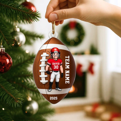 Football Player - Personalized Acrylic Ornament - Christmas Gift For Teen Boy, Son, Grandson