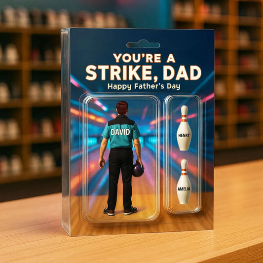 You're A Strike Dad With Kids' Names Custom Figure Personalized Acrylic Block Plaque, Unique Father's Day Gift For Him, For Dad, For Bowling Lover