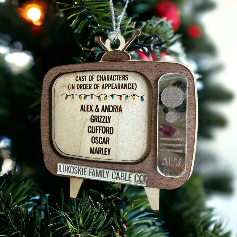 Personalized Family Retro TV Christmas Ornament