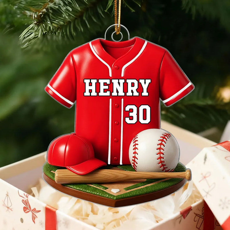 Baseball Kit 3D Effect - Personalized Acrylic Ornament - Christmas Gift For Son, Boyfriend, Gift For Him