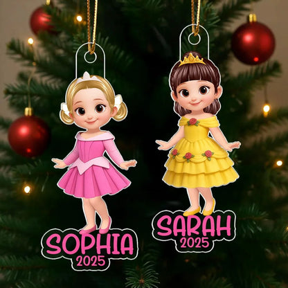 Princess Personalized Acrylic Ornament, Christmas Gift for Kid Girls