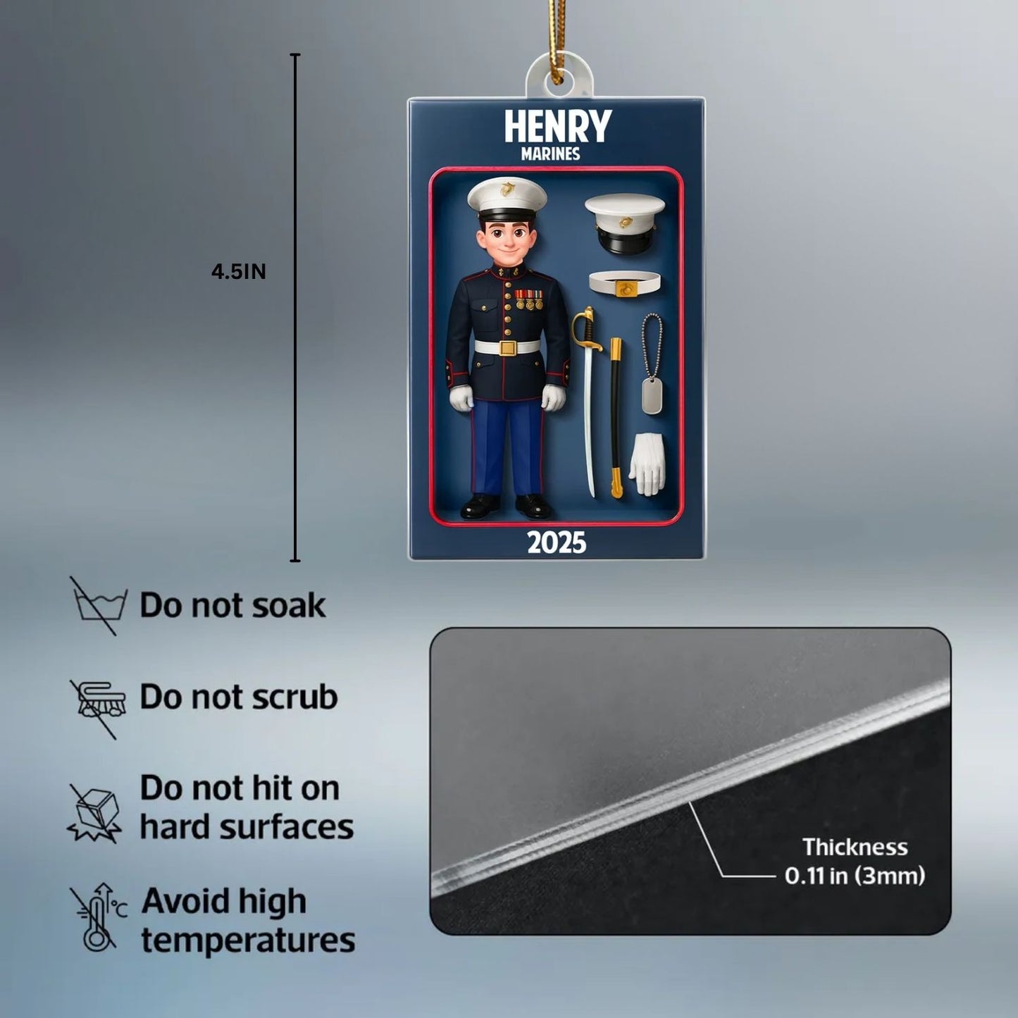 Military Action Figure - Personalized Acrylic Ornament - Special Gift For The Military