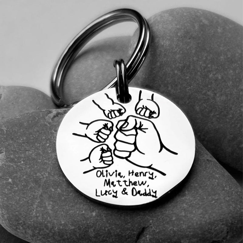 Personalized Fist Bump Stainless Keychain, Father's Day Gift