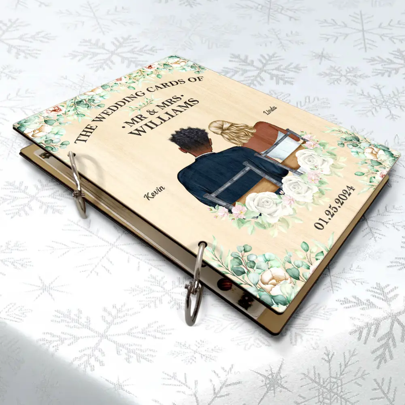 Personalized Floral Wedding Couple Card Keeper, Keepsake Card Holder for Couples