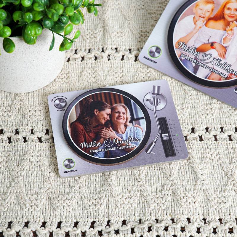 Mother & Daughters Sons Forever Linked Together Upload Photo Personalized NFC Acrylic Music Vinyl Record, Heartfelt Gift For Mom