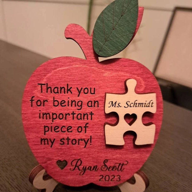 Personalized Teacher Apple Puzzle Sign, End of Year Gift Idea