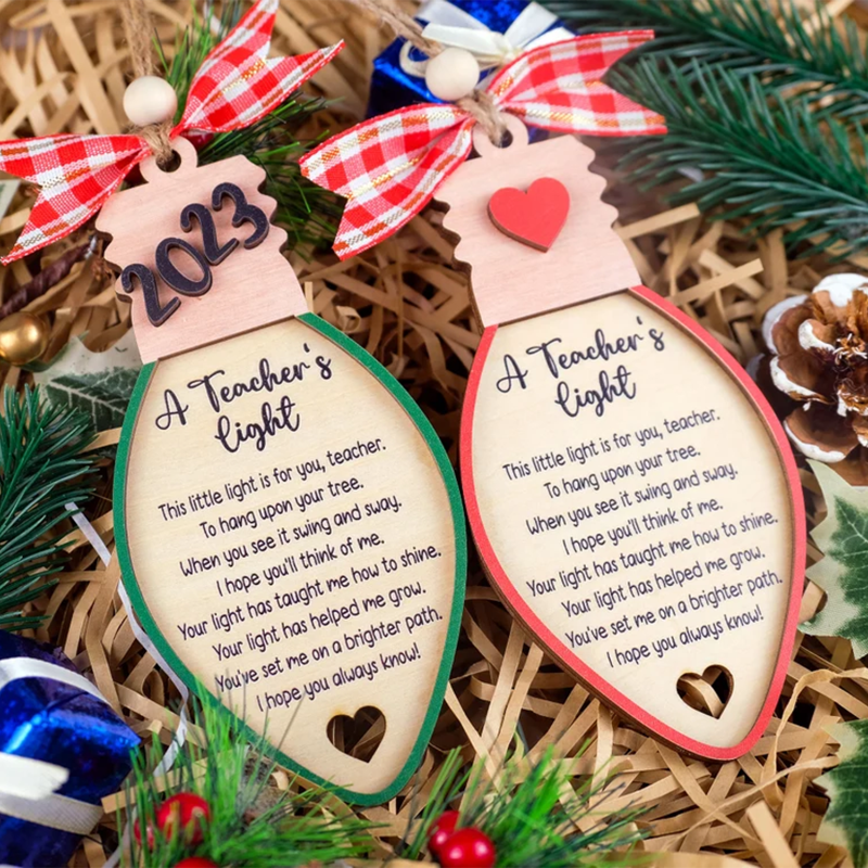 A Teachers Light Christmas Ornament, End Of The Year Gift Idea